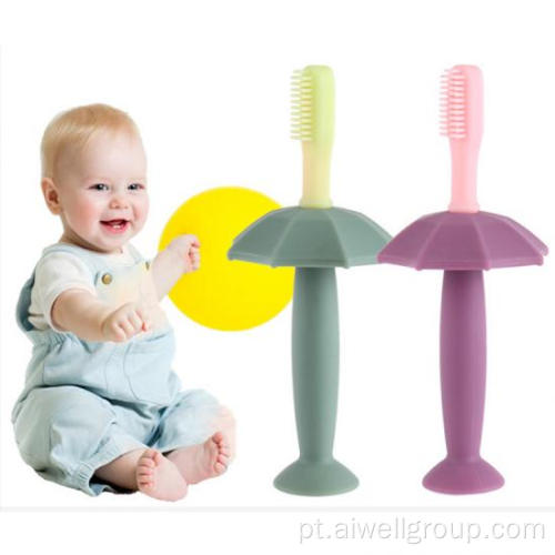 Escova de dentes de dentição de silicone infantil